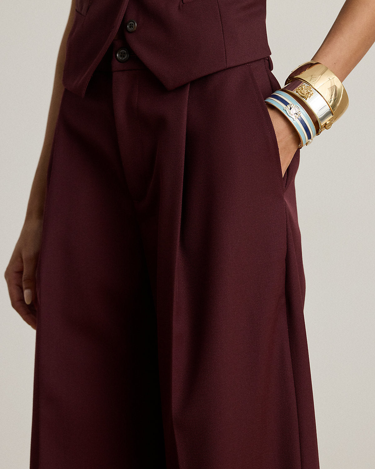 Ralph Lauren WoolBlend Twill WideLeg Pant