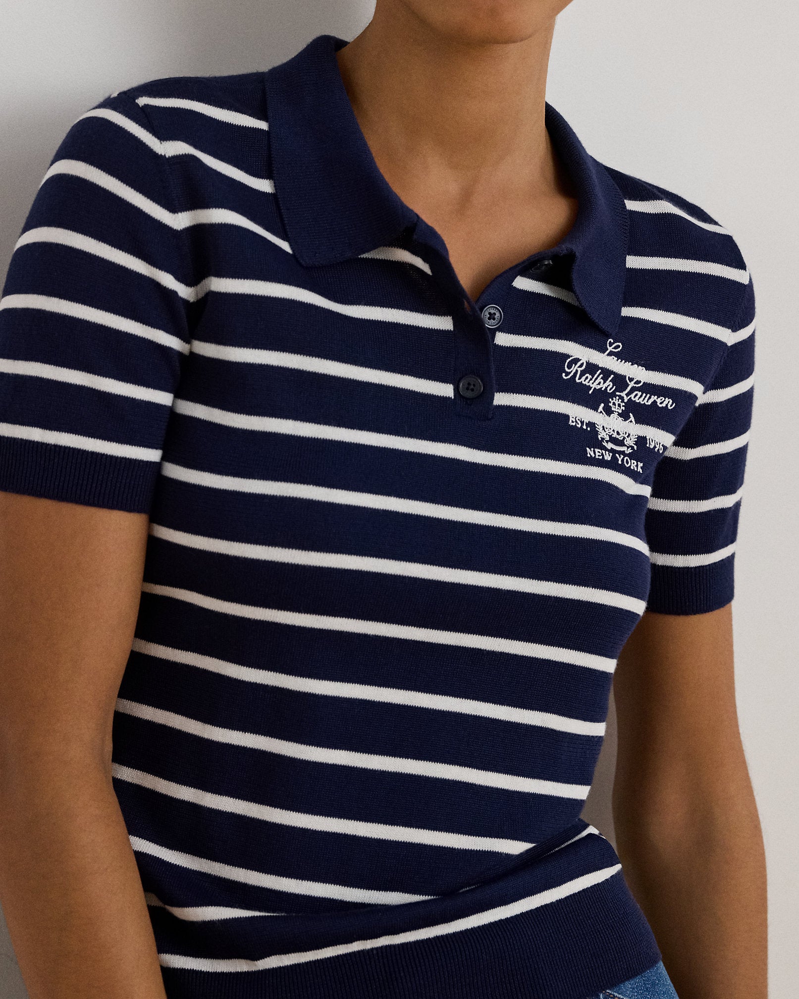Ralph Lauren Striped CottonBlend Polo Sweater