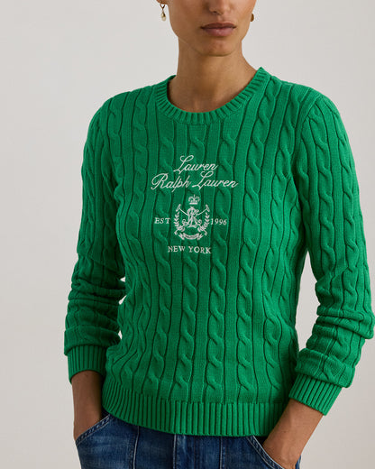 Ralph Lauren EmbroideredCrest CableKnit Sweater