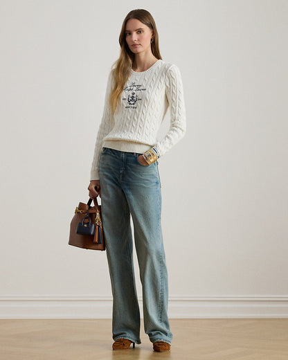 Ralph Lauren EmbroideredCrest CableKnit Sweater