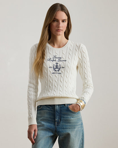 Ralph Lauren EmbroideredCrest CableKnit Sweater