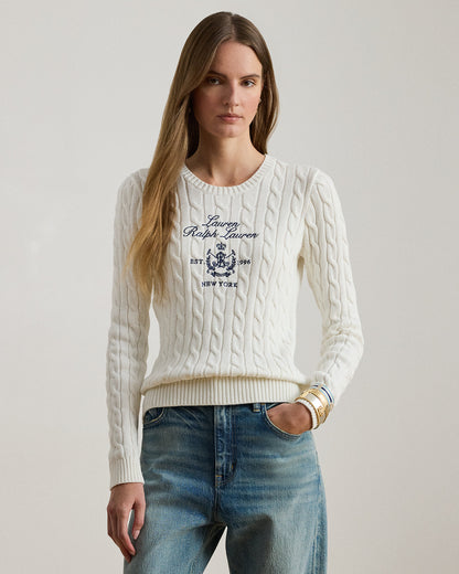 Ralph Lauren EmbroideredCrest CableKnit Sweater