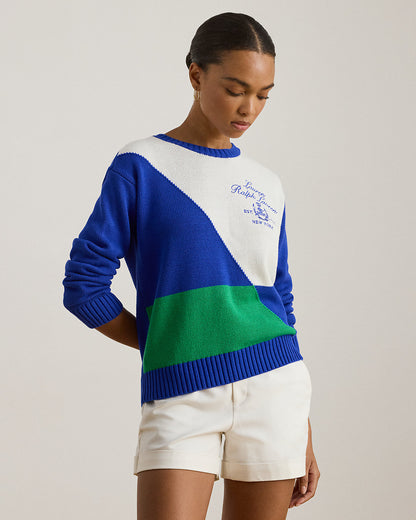 Ralph Lauren ColorBlocked Combed Cotton Sweater