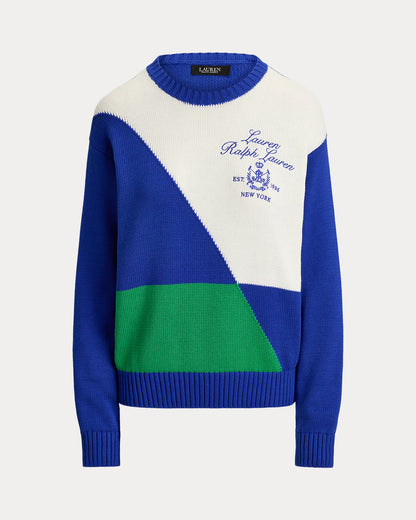 Ralph Lauren ColorBlocked Combed Cotton Sweater
