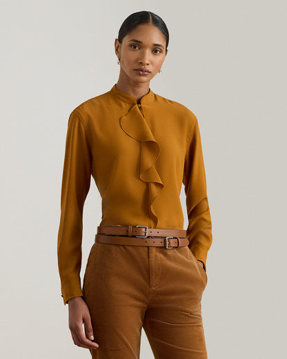 Ralph Lauren RuffleTrimmed Georgette Tunic