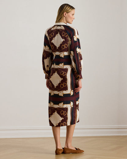 Ralph Lauren EquestrianPrint Twill Midi Shirtdress