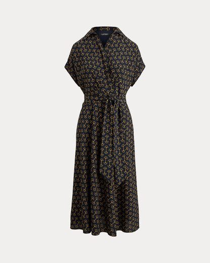 Ralph Lauren GeoPrint Belted Crepe Dress