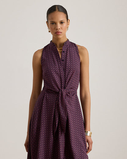 Ralph Lauren Print TieFront Crepe Sleeveless Dress