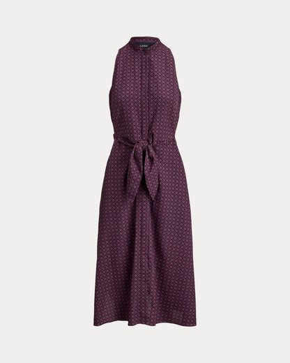 Ralph Lauren Print TieFront Crepe Sleeveless Dress