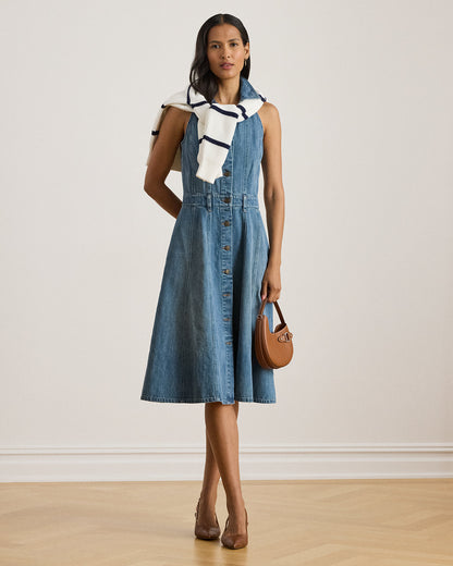 Ralph Lauren Paneled Denim Sleeveless Shirtdress