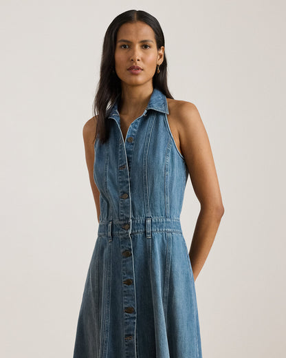 Ralph Lauren Paneled Denim Sleeveless Shirtdress