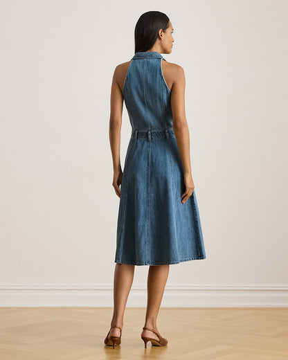 Ralph Lauren Paneled Denim Sleeveless Shirtdress