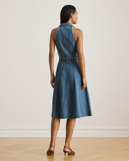 Ralph Lauren Paneled Denim Sleeveless Shirtdress
