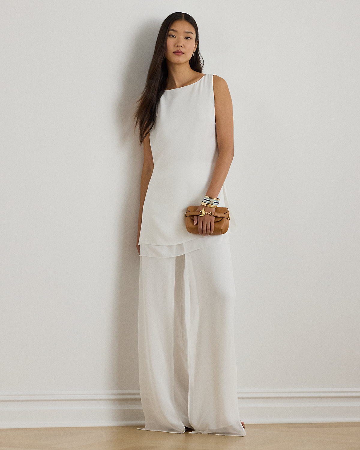 Ralph Lauren DoubleFaced Georgette Sleeveless Tunic
