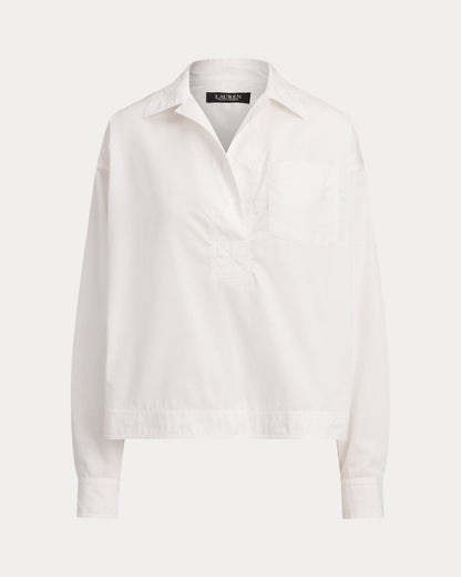 Ralph Lauren Cotton Broadcloth Cropped Shirt