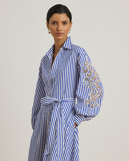 Ralph Lauren Striped Eyelet Broadcloth Shirtdress