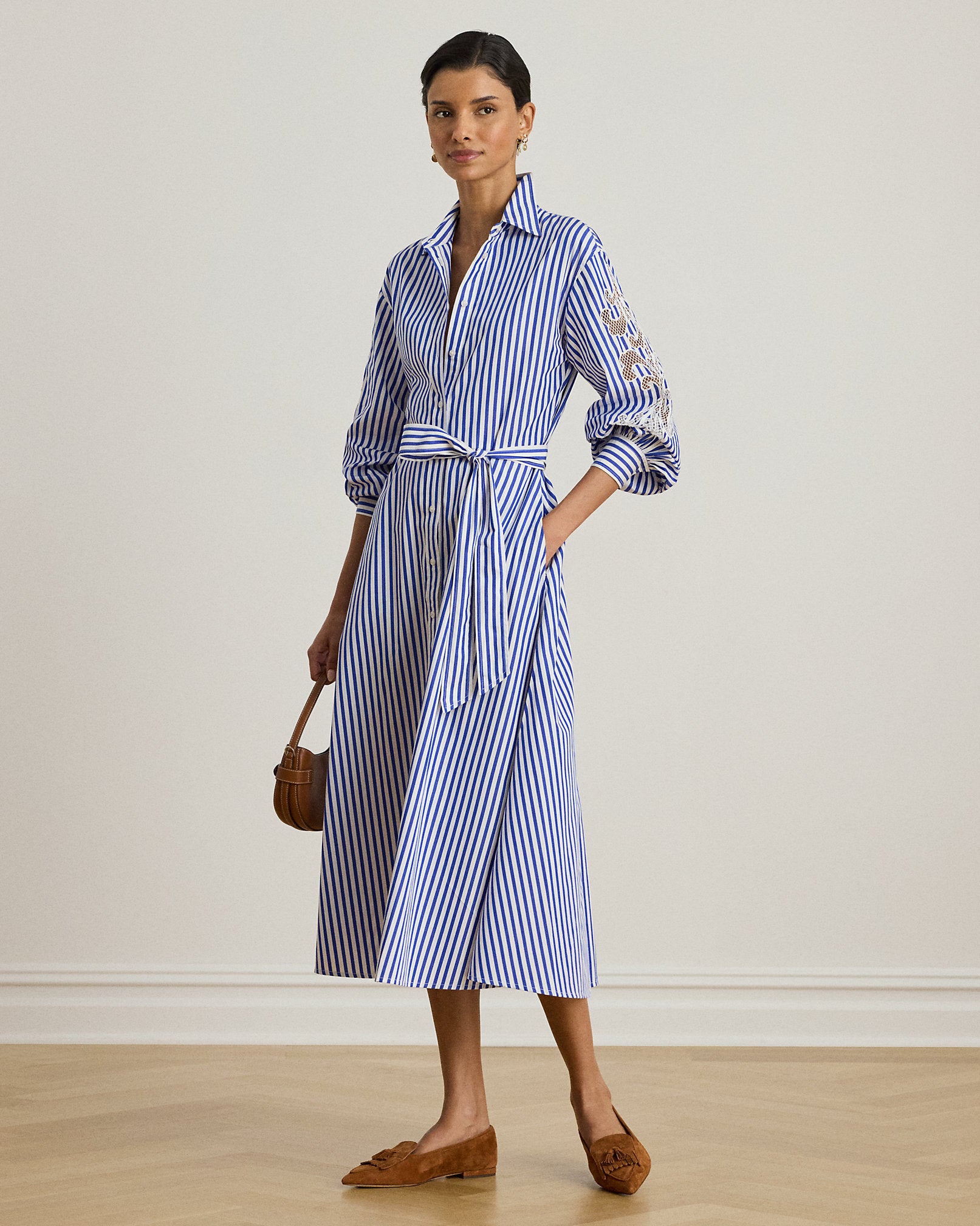 Ralph Lauren Striped Eyelet Broadcloth Shirtdress