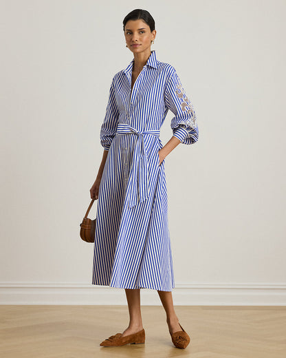 Ralph Lauren Striped Eyelet Broadcloth Shirtdress