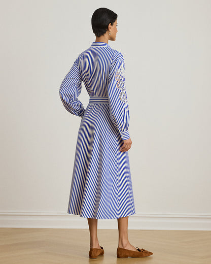 Ralph Lauren Striped Eyelet Broadcloth Shirtdress