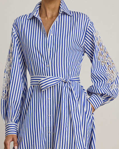 Ralph Lauren Striped Eyelet Broadcloth Shirtdress