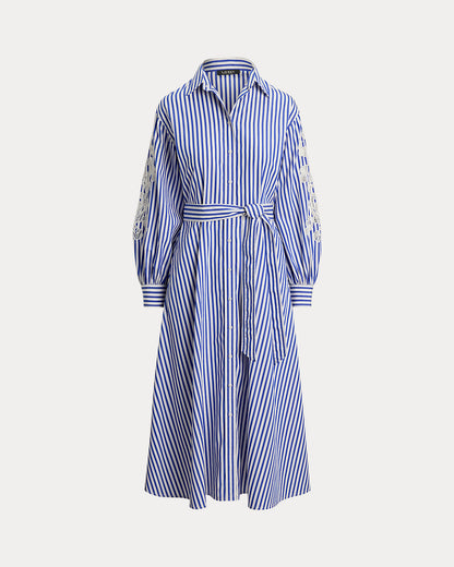 Ralph Lauren Striped Eyelet Broadcloth Shirtdress