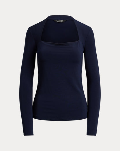 Ralph Lauren Stretch Jersey SquareNeck Top
