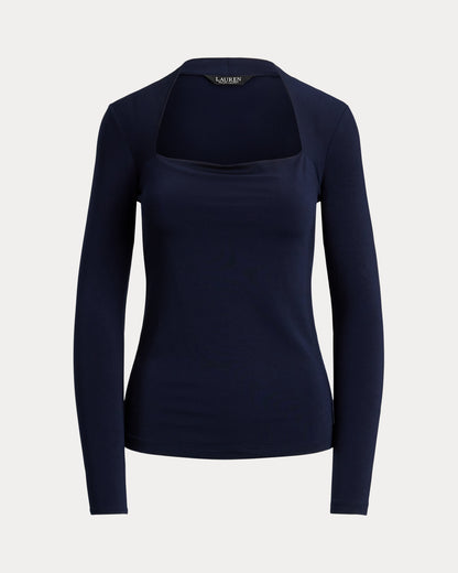 Ralph Lauren Stretch Jersey SquareNeck Top
