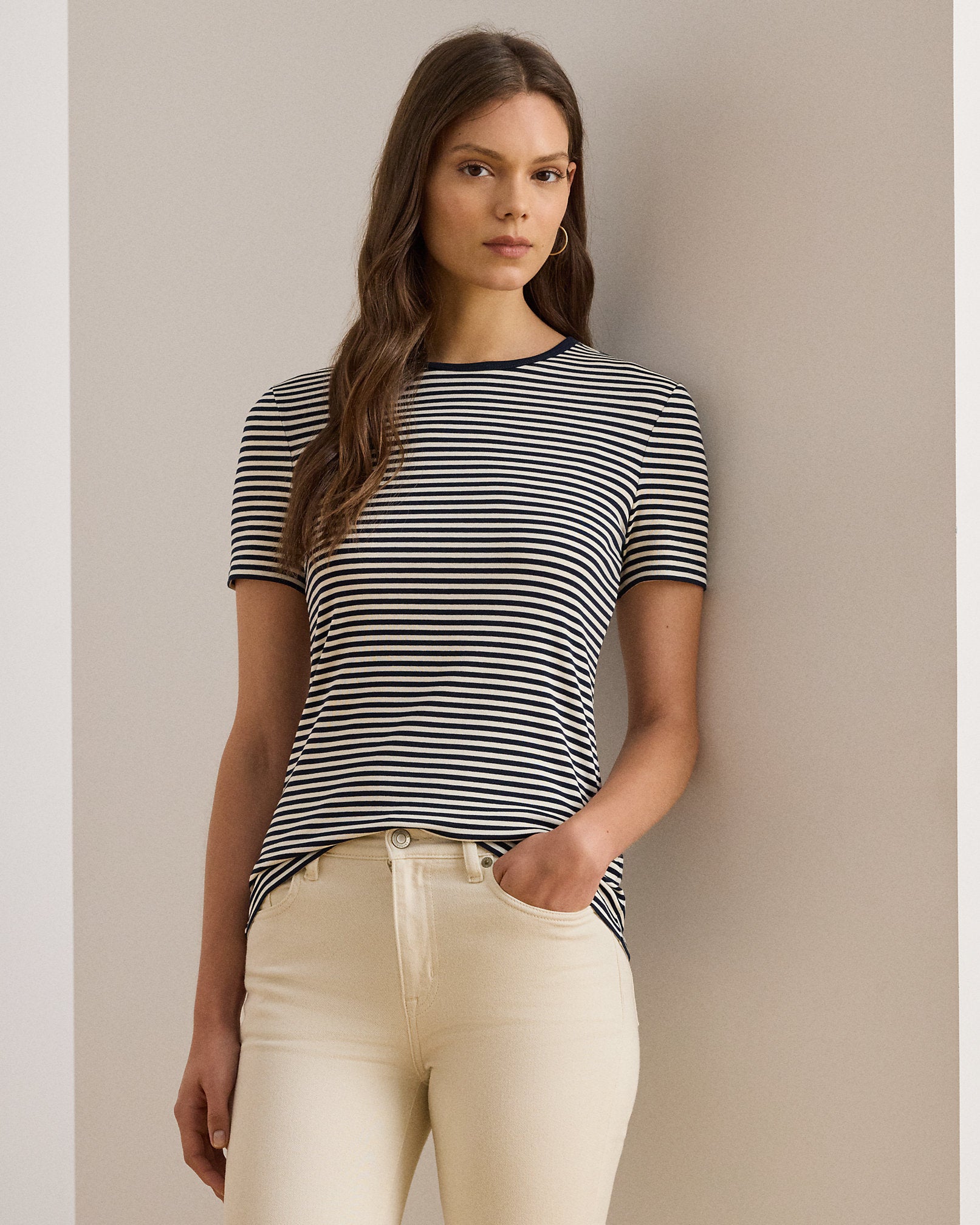 Ralph Lauren Striped Stretch Cotton Crewneck Tee