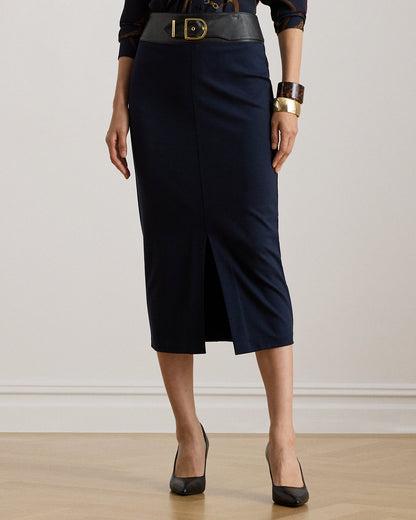 Ralph Lauren BuckleTrim Ponte Pencil Midi Skirt