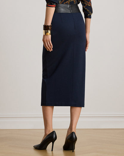 Ralph Lauren BuckleTrim Ponte Pencil Midi Skirt