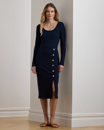 Ralph Lauren ButtonTrim RibKnit Dress