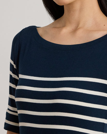 Ralph Lauren Striped Cotton RibKnit Midi Dress
