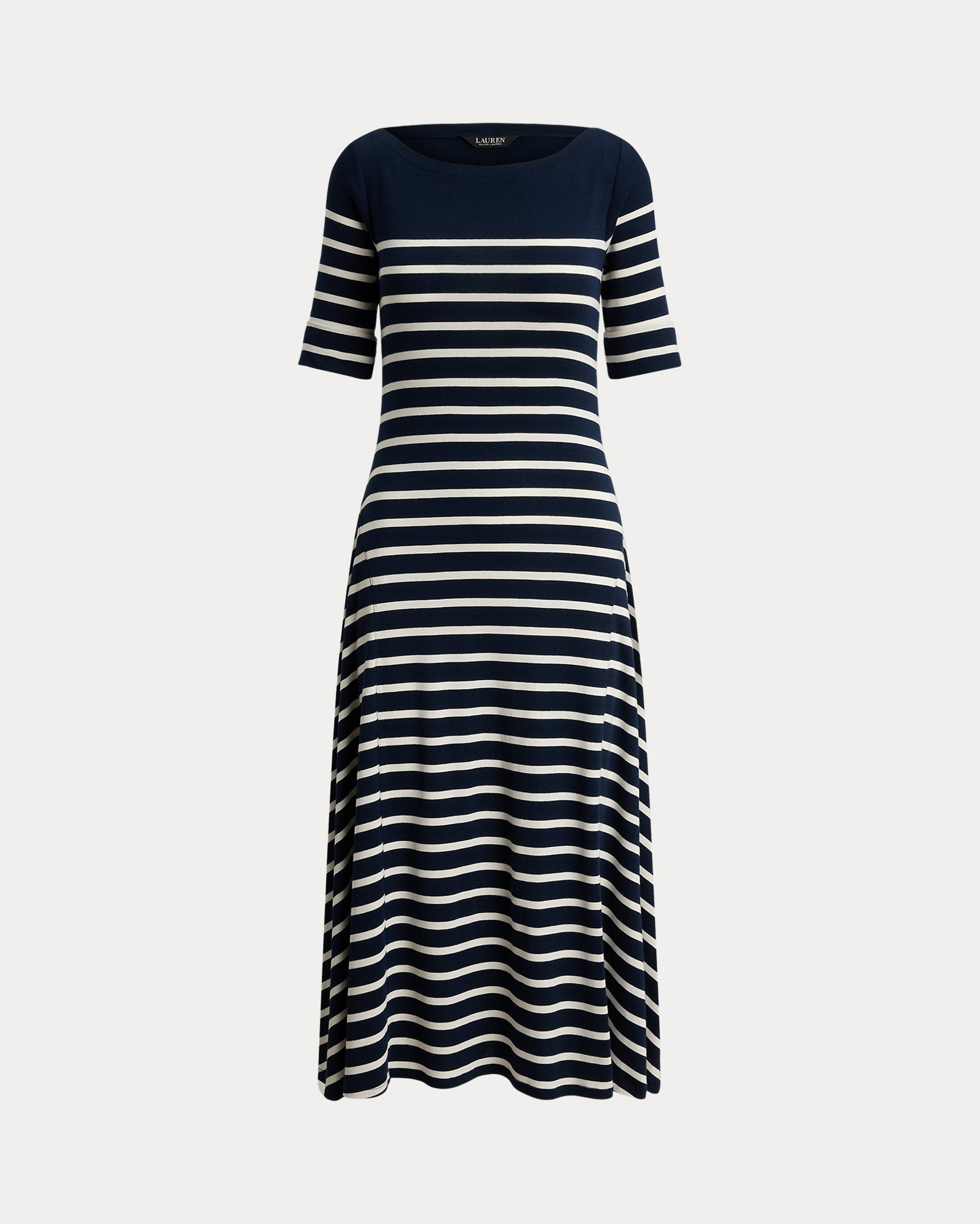 Ralph Lauren Striped Cotton RibKnit Midi Dress