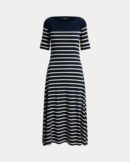 Ralph Lauren Striped Cotton RibKnit Midi Dress