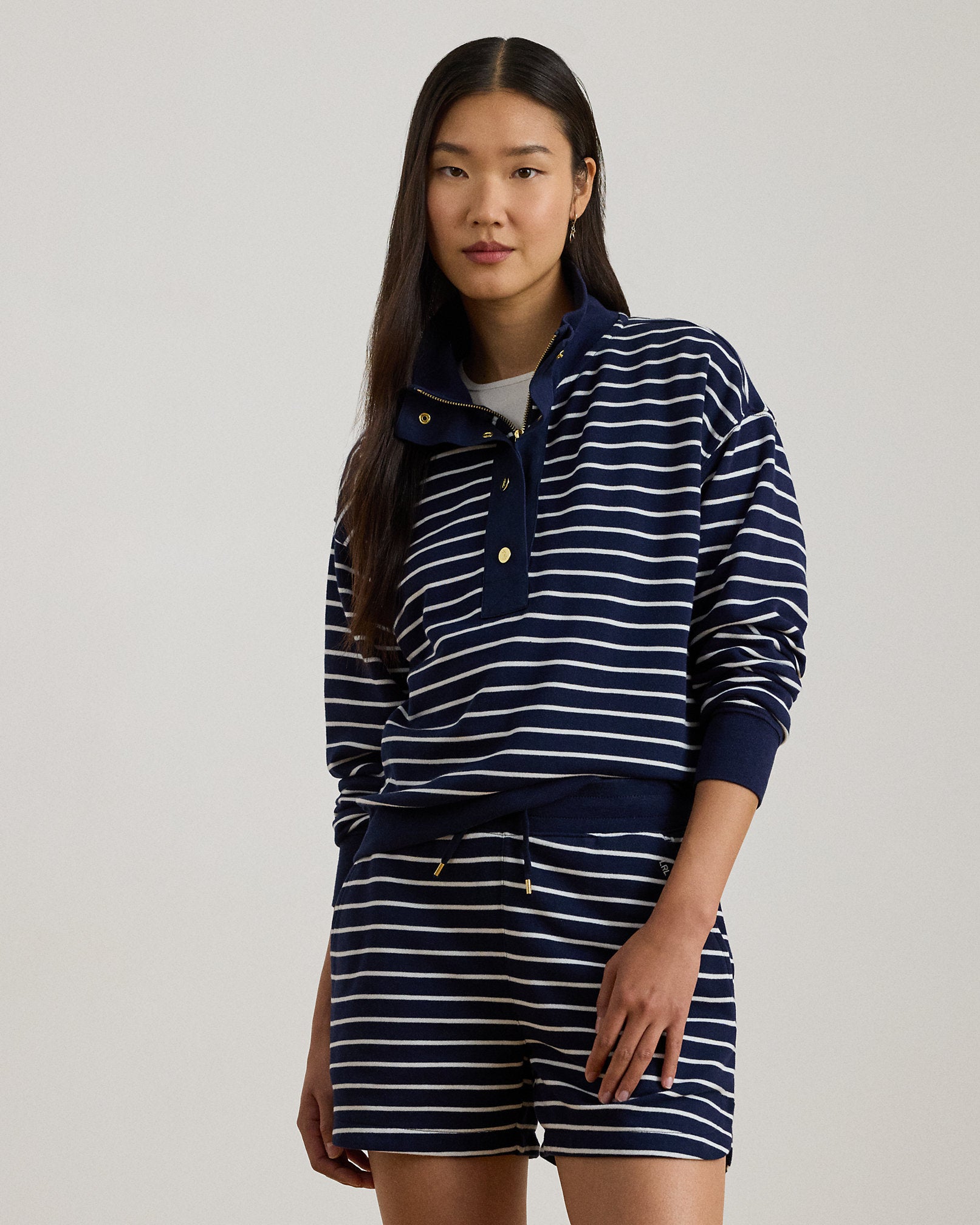 Ralph Lauren Striped French Terry Mockneck Sweatshirt