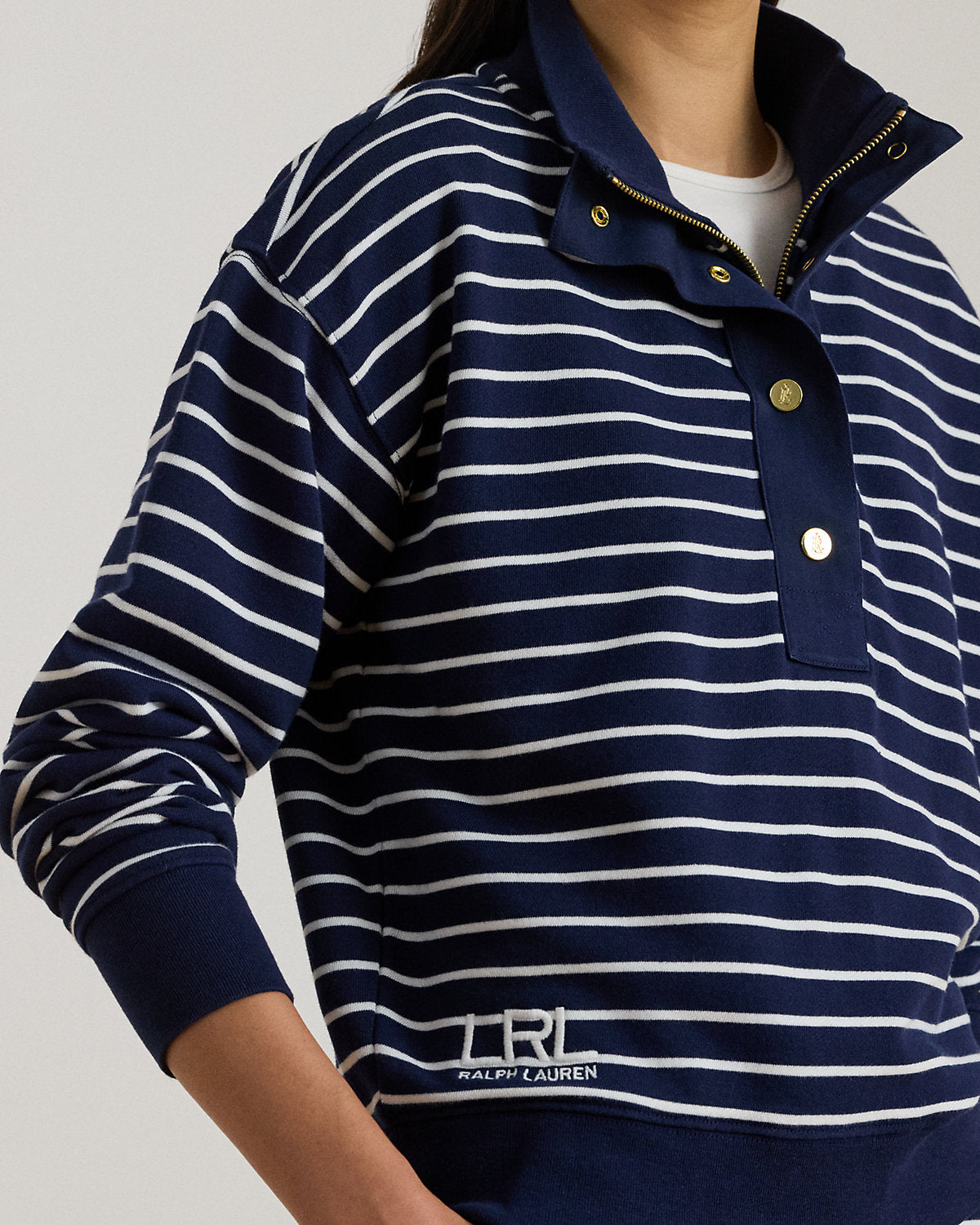 Ralph Lauren Striped French Terry Mockneck Sweatshirt