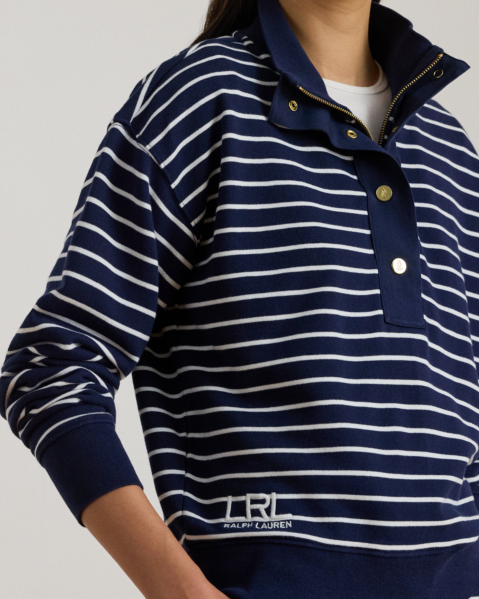 Ralph Lauren Striped French Terry Mockneck Sweatshirt