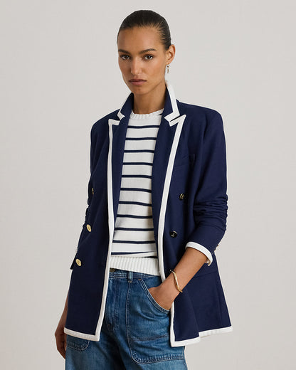 Ralph Lauren TwoTone DoubleBreasted Piqué Blazer