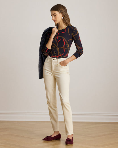 Ralph Lauren BeltingPrint CottonBlend Sweater