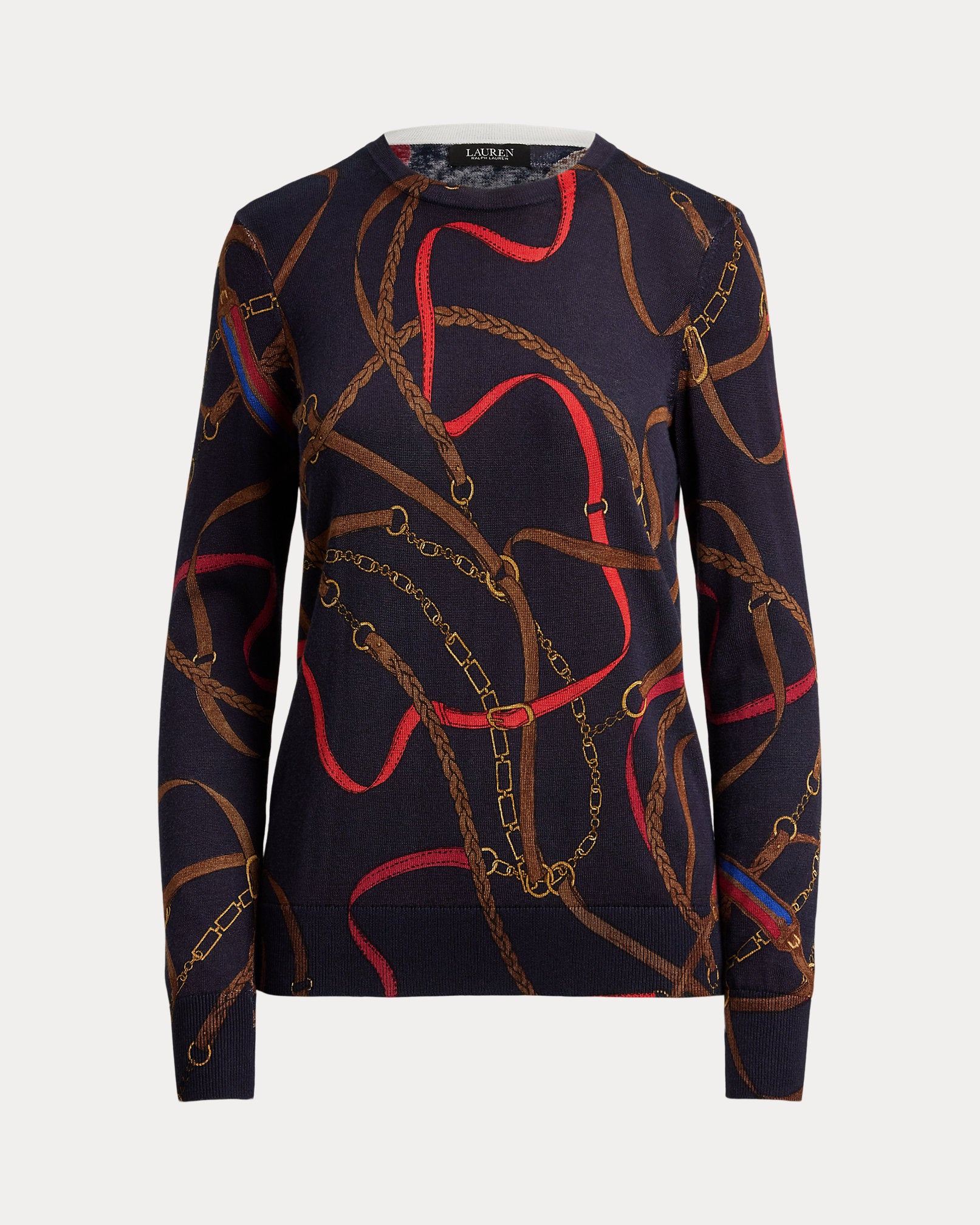 Ralph Lauren BeltingPrint CottonBlend Sweater