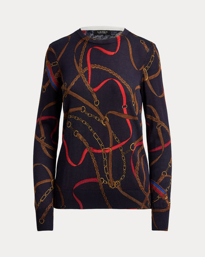 Ralph Lauren BeltingPrint CottonBlend Sweater