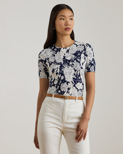 Ralph Lauren Floral CottonBlend ShortSleeve Sweater
