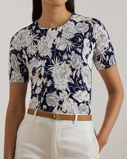 Ralph Lauren Floral CottonBlend ShortSleeve Sweater