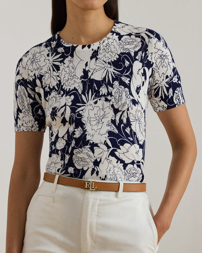 Ralph Lauren Floral CottonBlend ShortSleeve Sweater