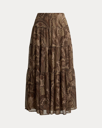 Ralph Lauren Paisley Chiffon Tiered Skirt