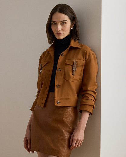 Ralph Lauren BuckleTrim Serge Cropped Jacket