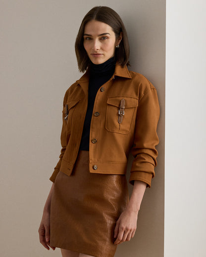 Ralph Lauren BuckleTrim Serge Cropped Jacket