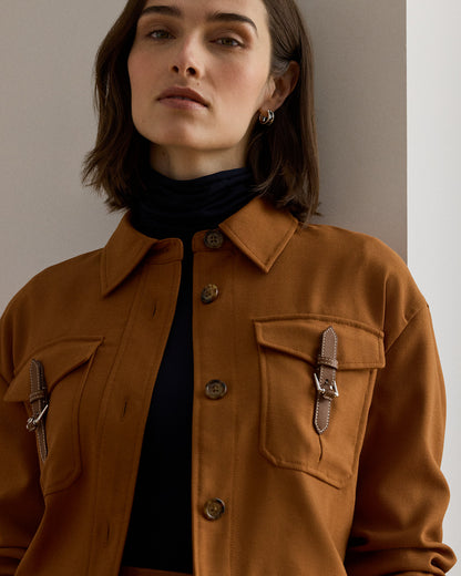 Ralph Lauren BuckleTrim Serge Cropped Jacket