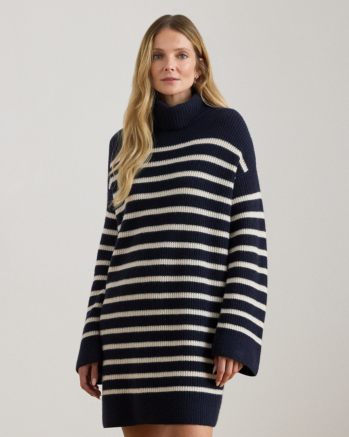 Ralph Lauren Striped WoolCashmere Turtleneck Dress