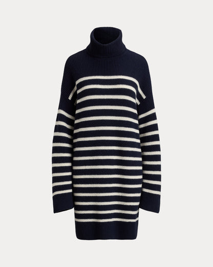 Ralph Lauren Striped WoolCashmere Turtleneck Dress